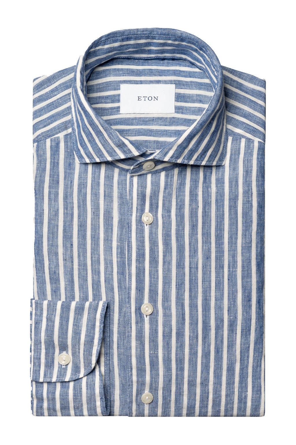 ETON | Striped Linen Shirt | Blue & White