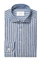 ETON | Striped Linen Shirt | Blue & White