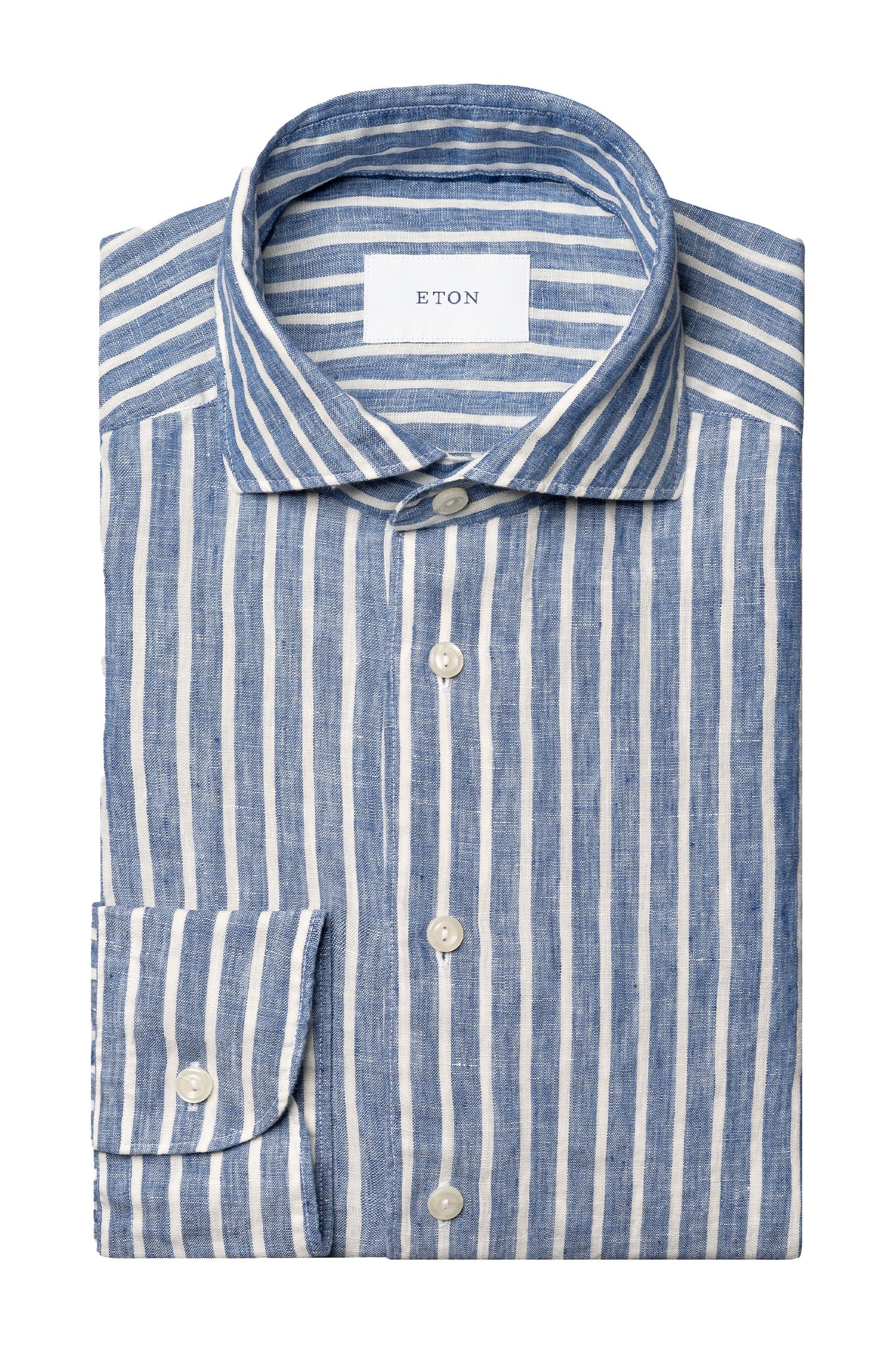 ETON | Striped Linen Shirt | Blue & White