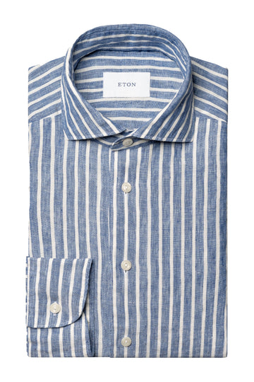 ETON Blue & White Striped Linen Shirt