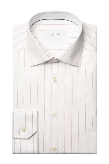 ETON | Pinstripe Shirt | Rust & White