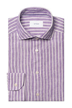 ETON | Striped Linen Shirt | Purple & White