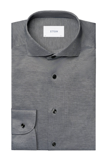 ETON Black Jersey Oxford Shirt