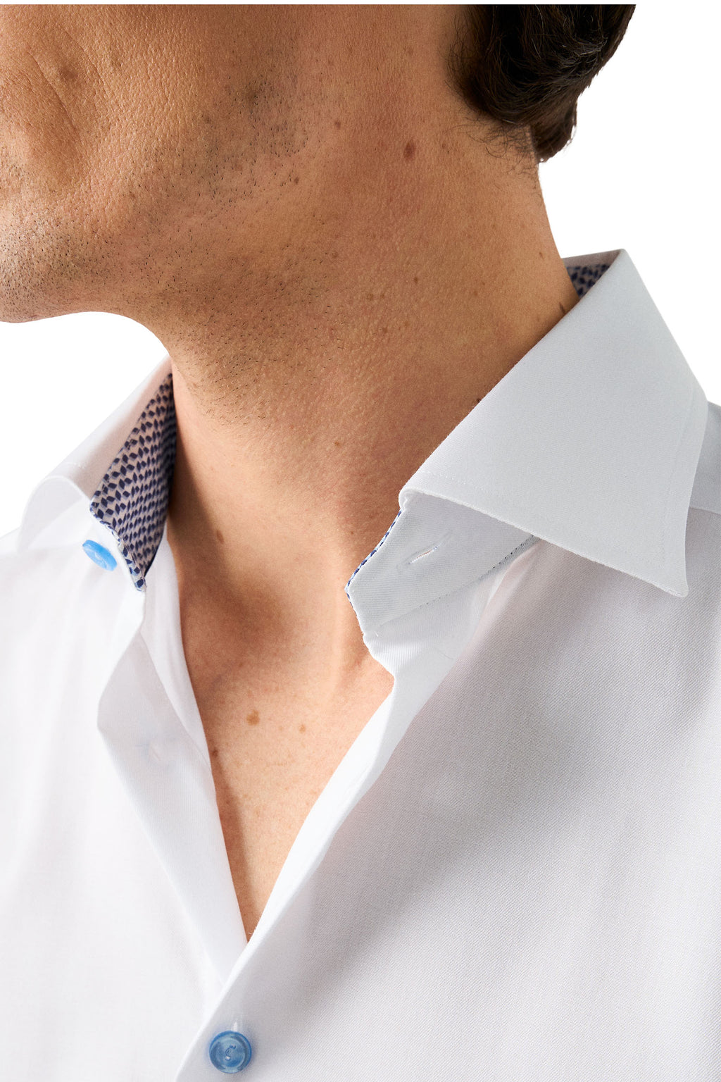 ETON | Inner Navy Geo-Pattern Shirt Blue Button | White