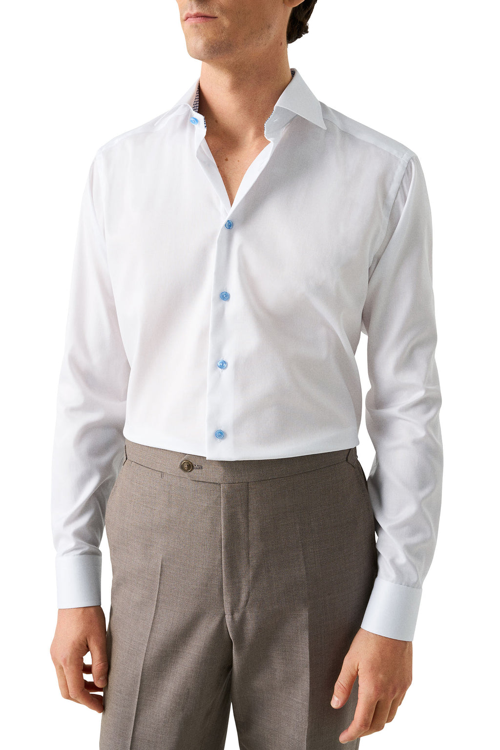 ETON | Inner Navy Geo-Pattern Shirt Blue Button | White