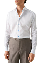ETON | Inner Navy Geo-Pattern Shirt Blue Button | White