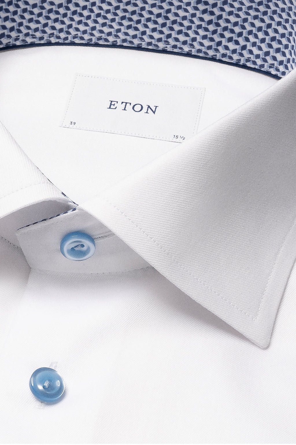 ETON | Inner Navy Geo-Pattern Shirt Blue Button | White