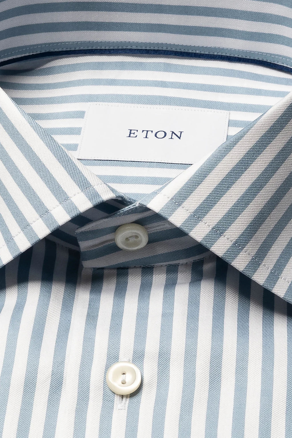 ETON | Striped Twill Shirt | Steel Blue