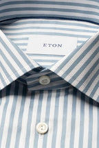 ETON | Striped Twill Shirt | Steel Blue