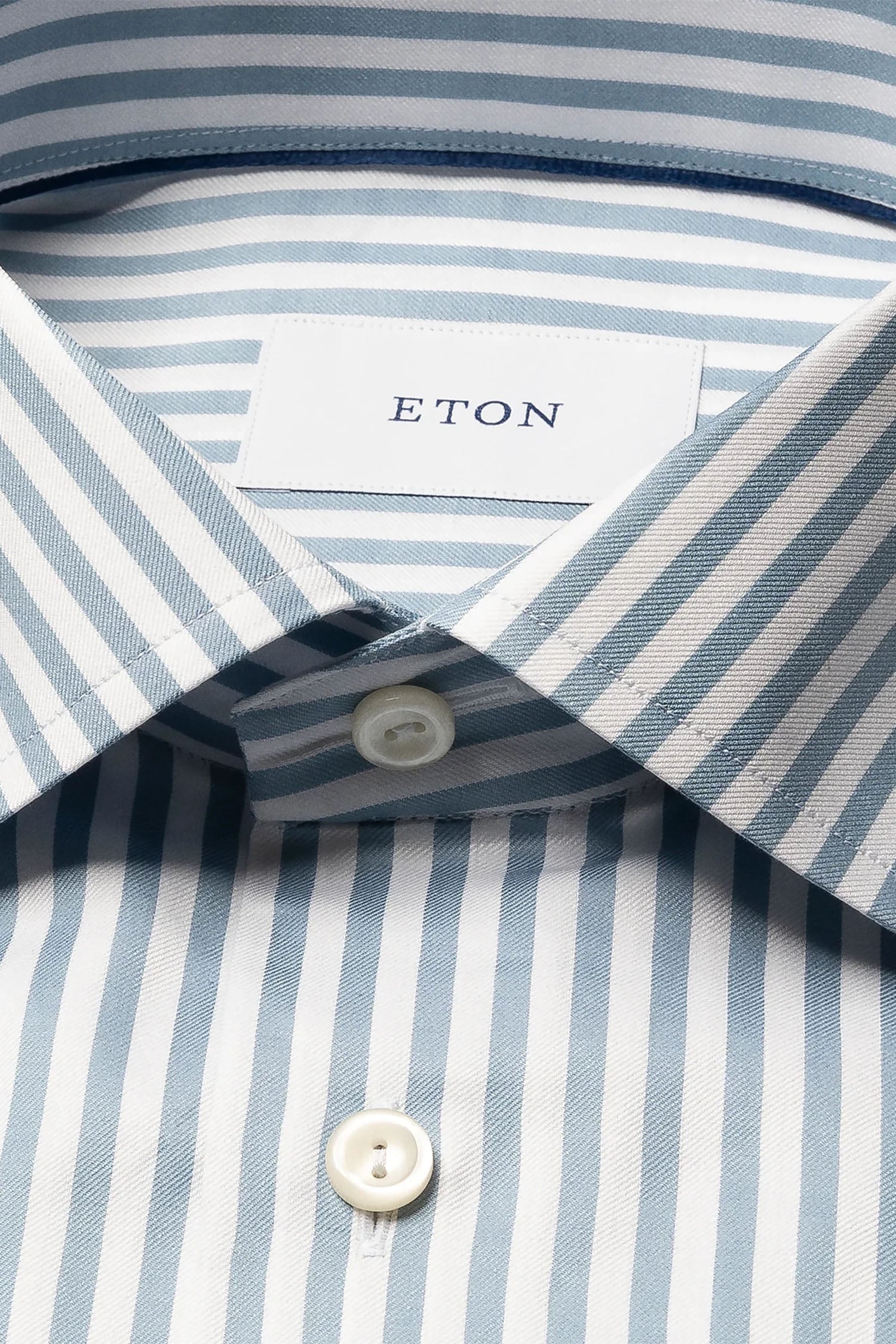 ETON | Striped Twill Shirt | Steel Blue