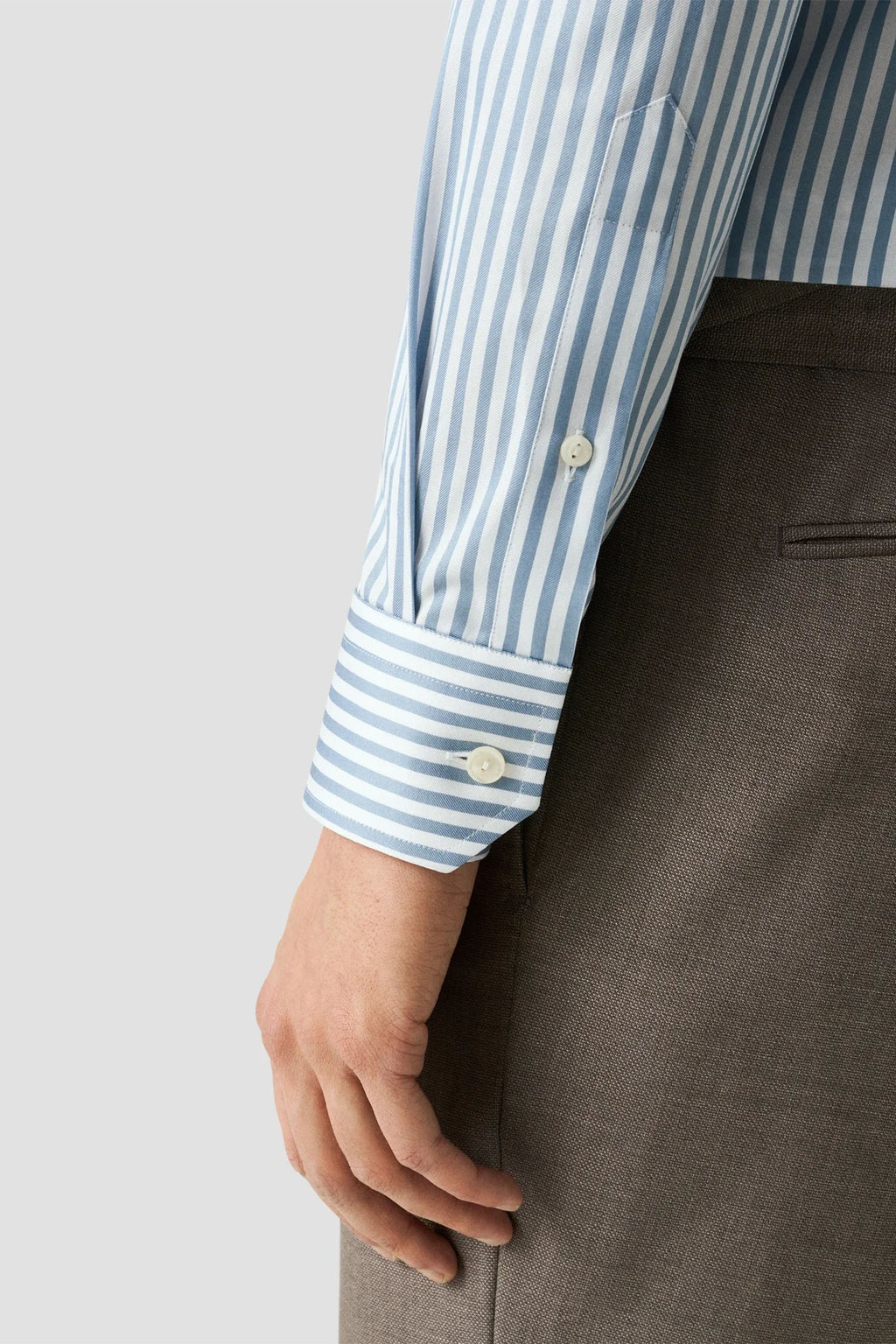 ETON | Striped Twill Shirt | Steel Blue