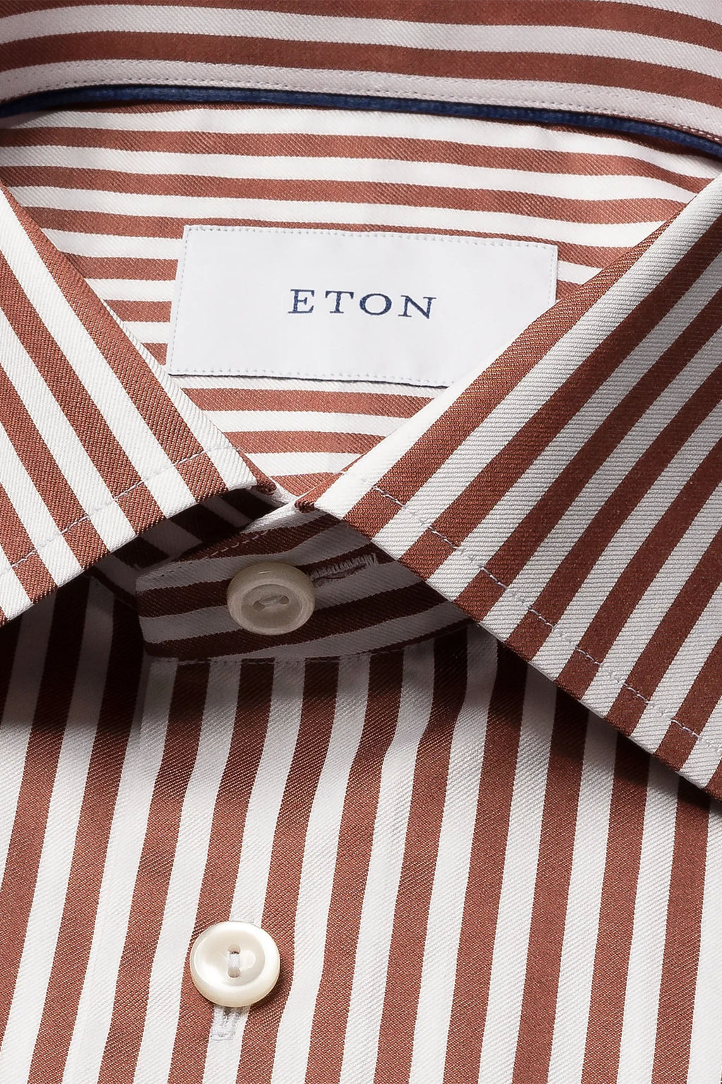 ETON | Striped Twill Shirt | Rust
