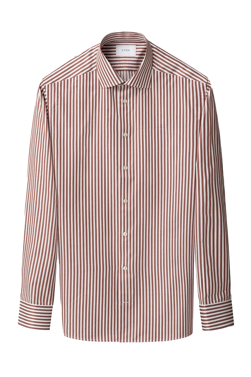 ETON | Striped Twill Shirt | Rust