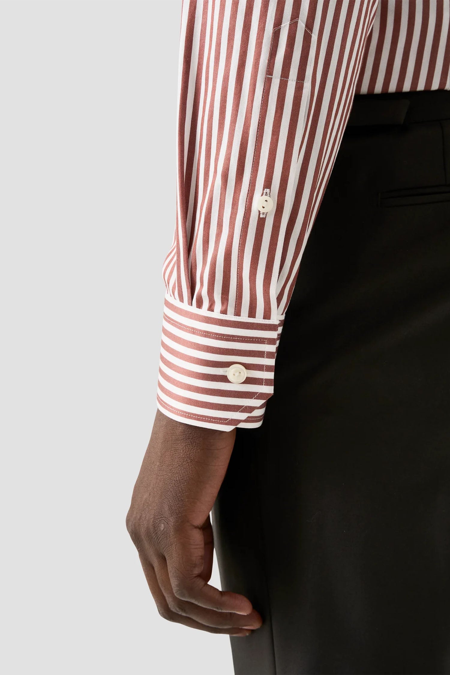 ETON | Striped Twill Shirt | Rust