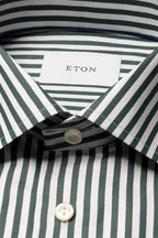 ETON | Striped Twill Shirt | Dark Green