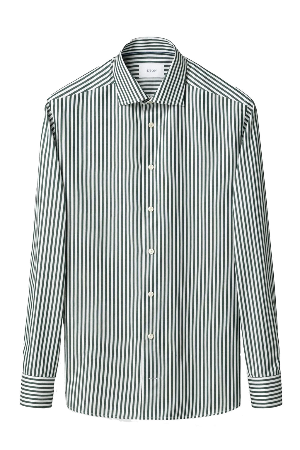 ETON | Striped Twill Shirt | Dark Green