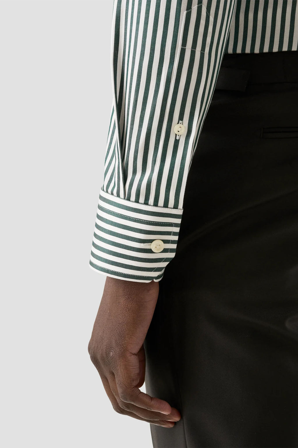 ETON | Striped Twill Shirt | Dark Green