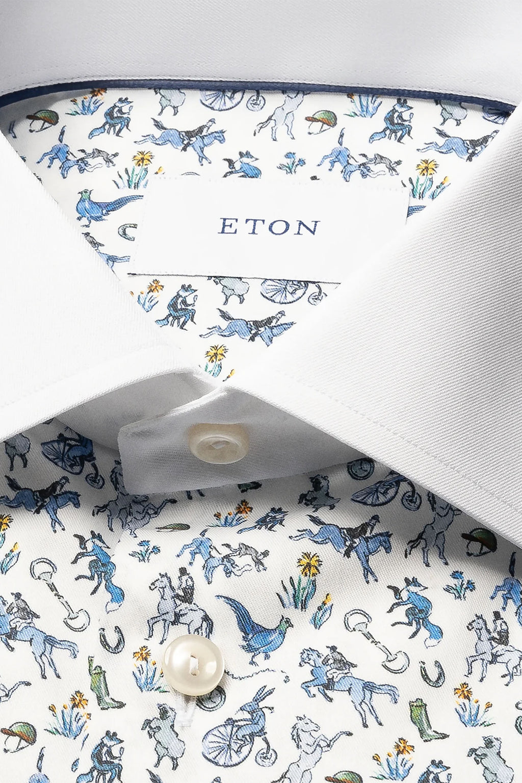 ETON | Horse Print Shirt | Blue & White