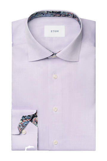 ETON SLIM S/C TWILL W MULTI-PAISLEY PURPLE