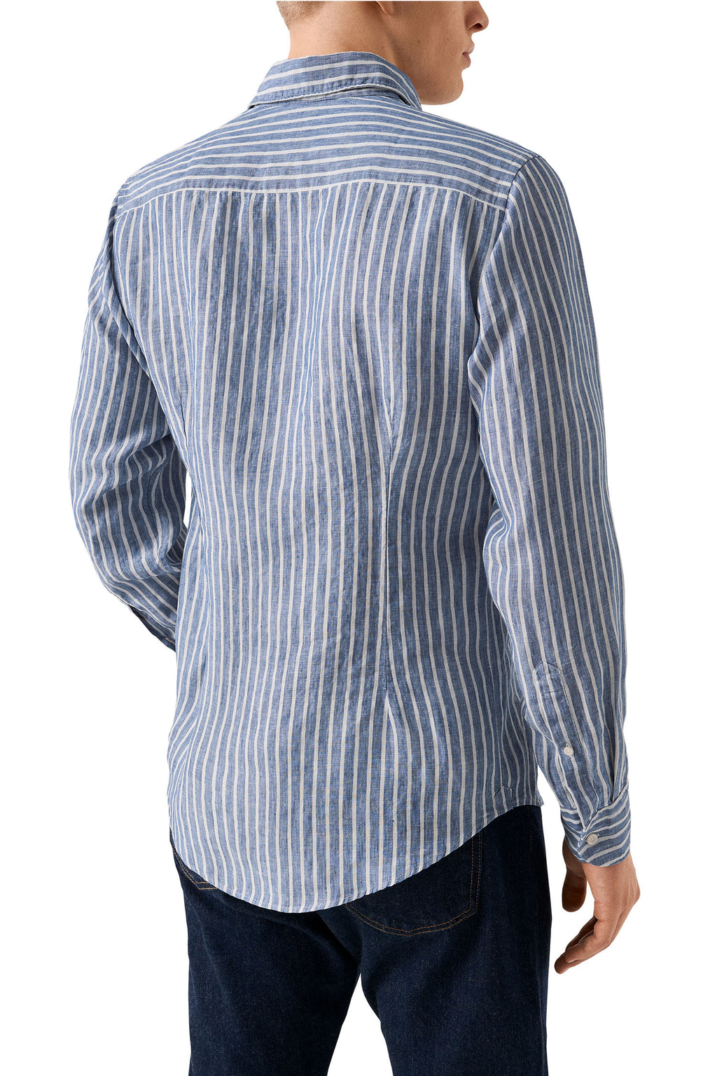 ETON | Striped Linen Shirt | Blue & White