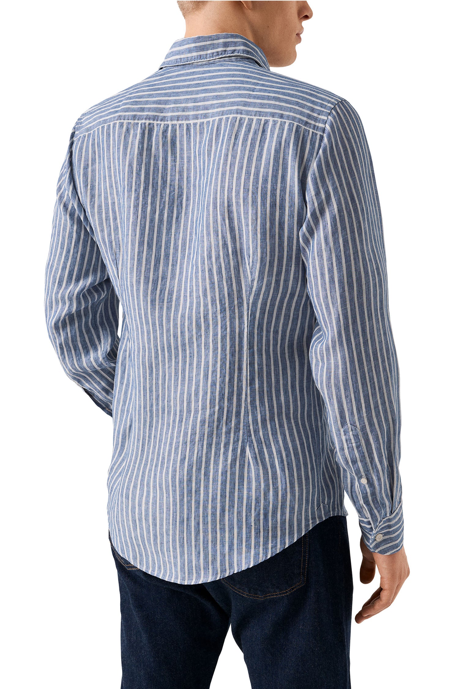 ETON | Striped Linen Shirt | Blue & White