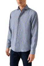 ETON | Striped Linen Shirt | Blue & White