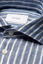 ETON | Striped Linen Shirt | Blue & White