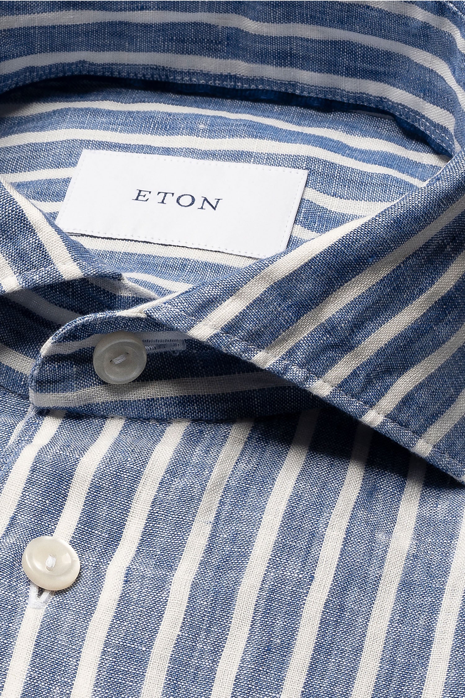 ETON | Striped Linen Shirt | Blue & White