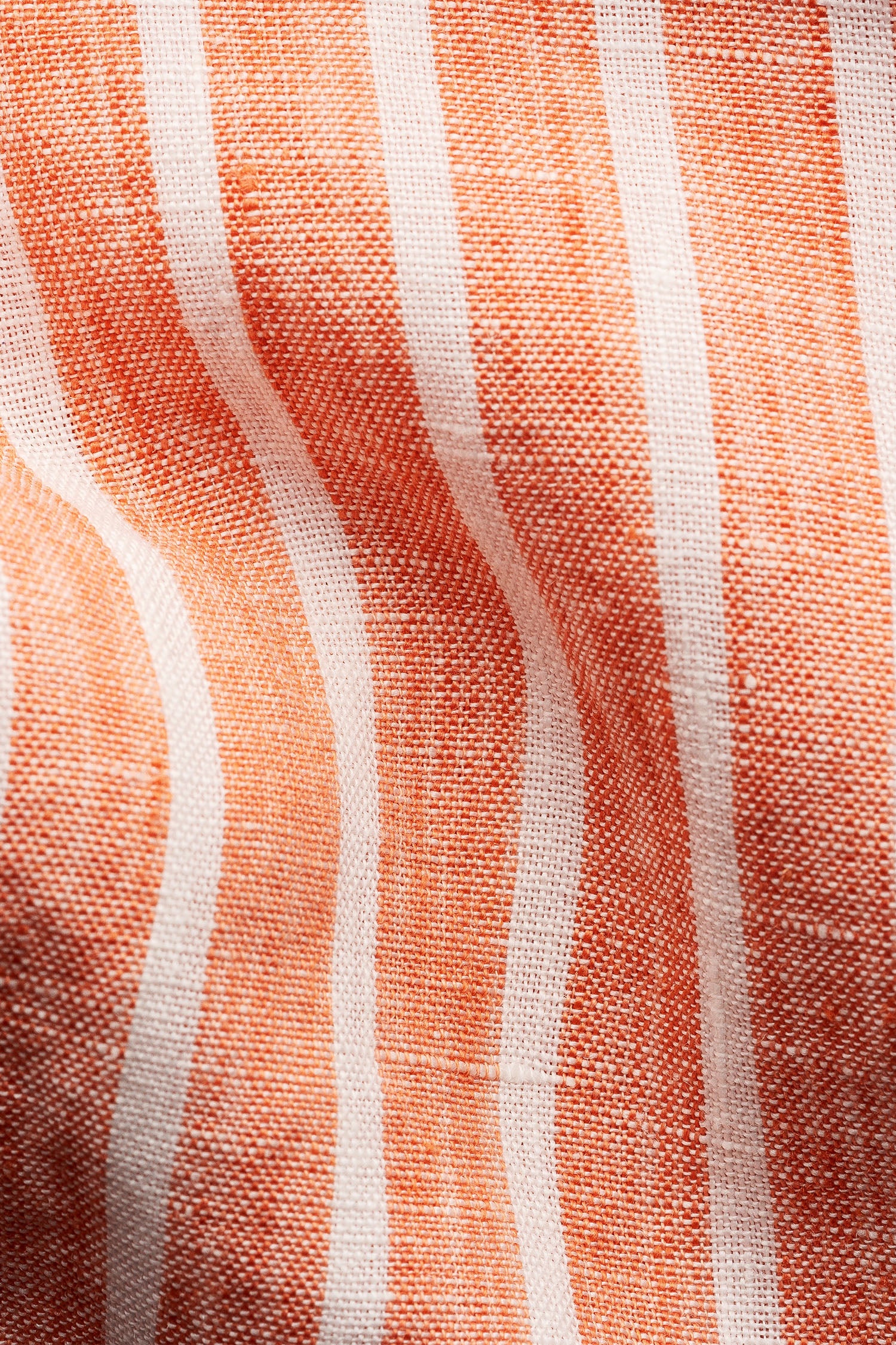 ETON | Striped Linen Shirt | Orange & White