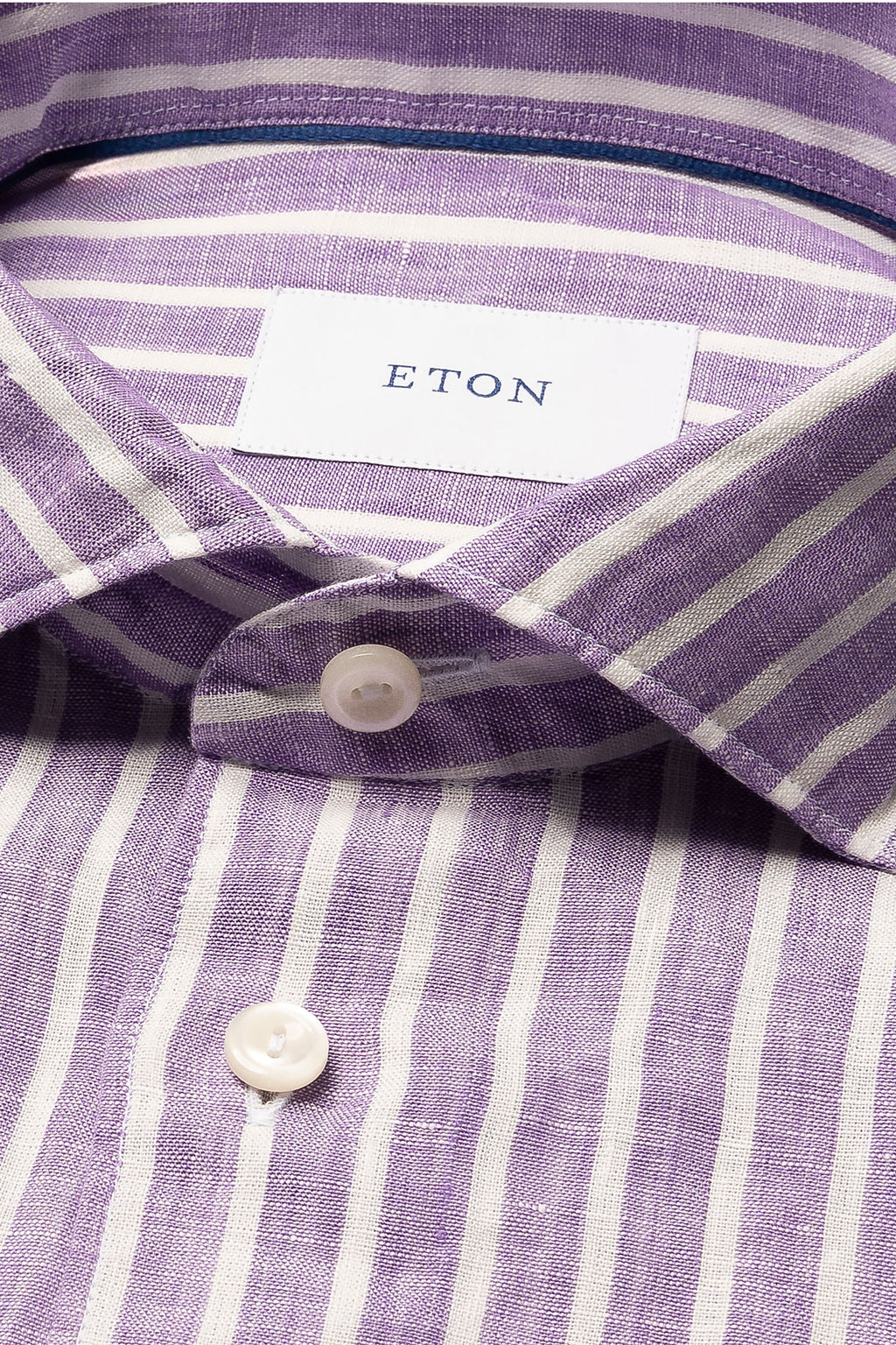 ETON | Striped Linen Shirt | Purple & White
