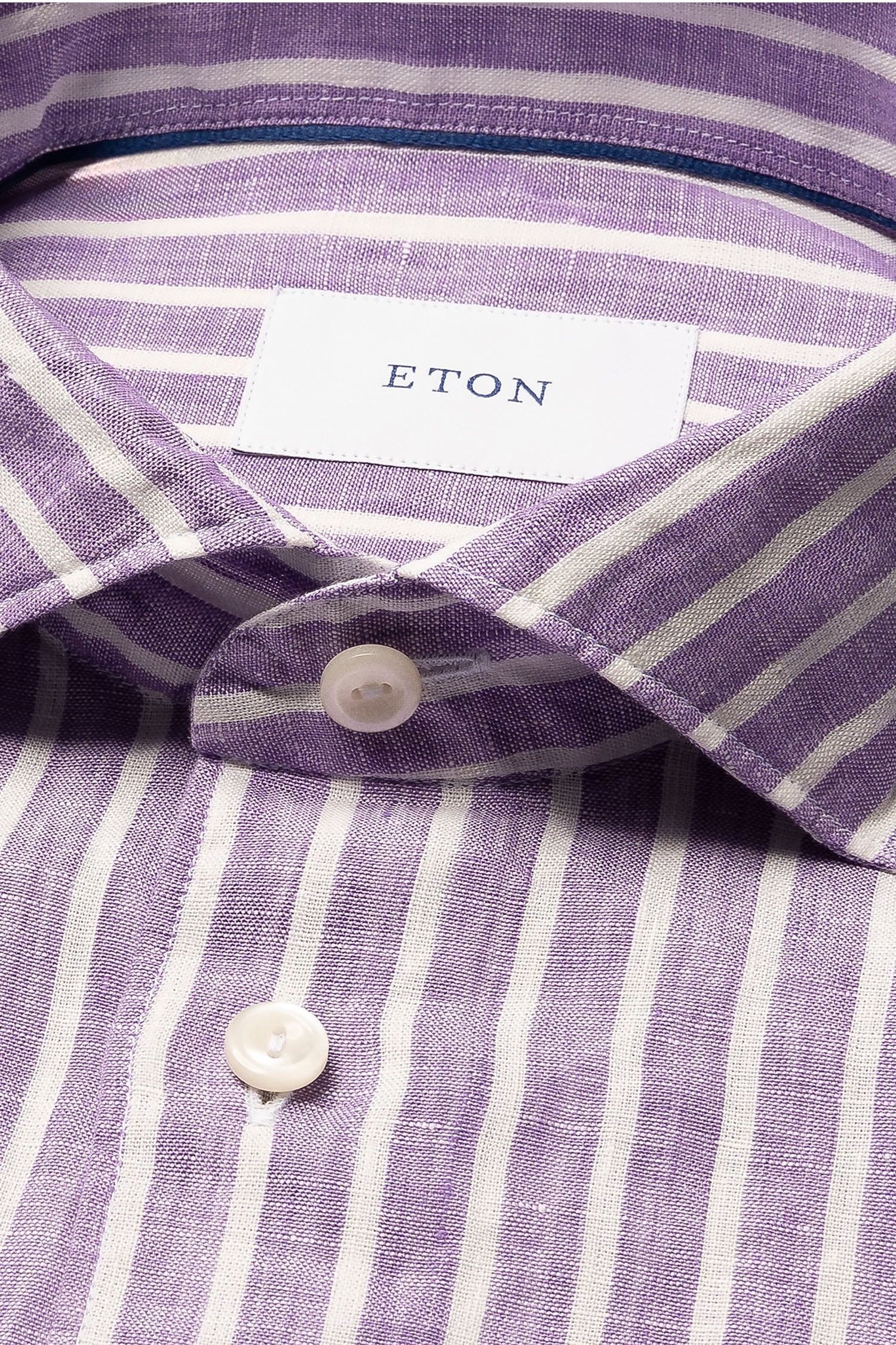 ETON | Striped Linen Shirt | Purple & White