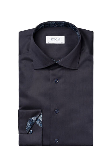 ETON Navy Shirt With Ferns & Clubs Inner