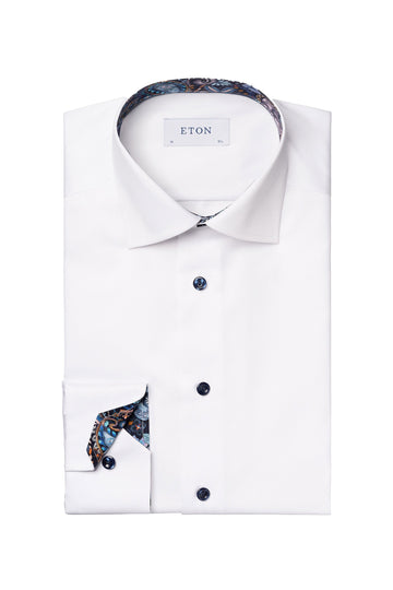 ETON White Shirt Navy Buttons