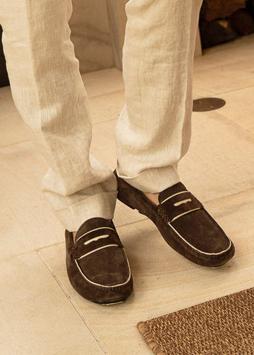 FRATELLI ROSSETTI Brown Suede Driving Loafer