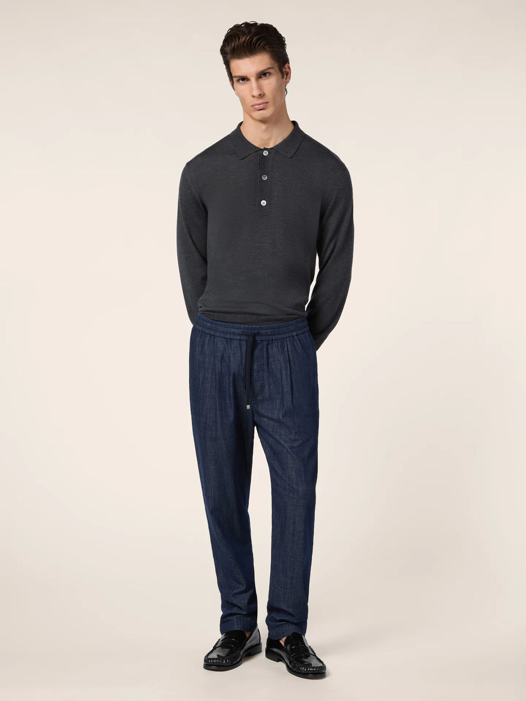 JACOB COHEN | Daniel Carrot Fit Drawstring Trousers | Dark Denim