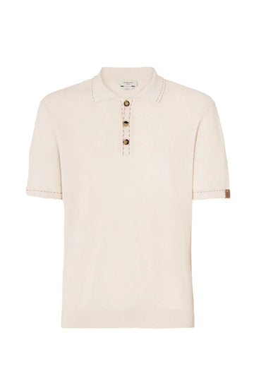 JACOB COHEN | Polo With Stitch Trim | Oatmeal