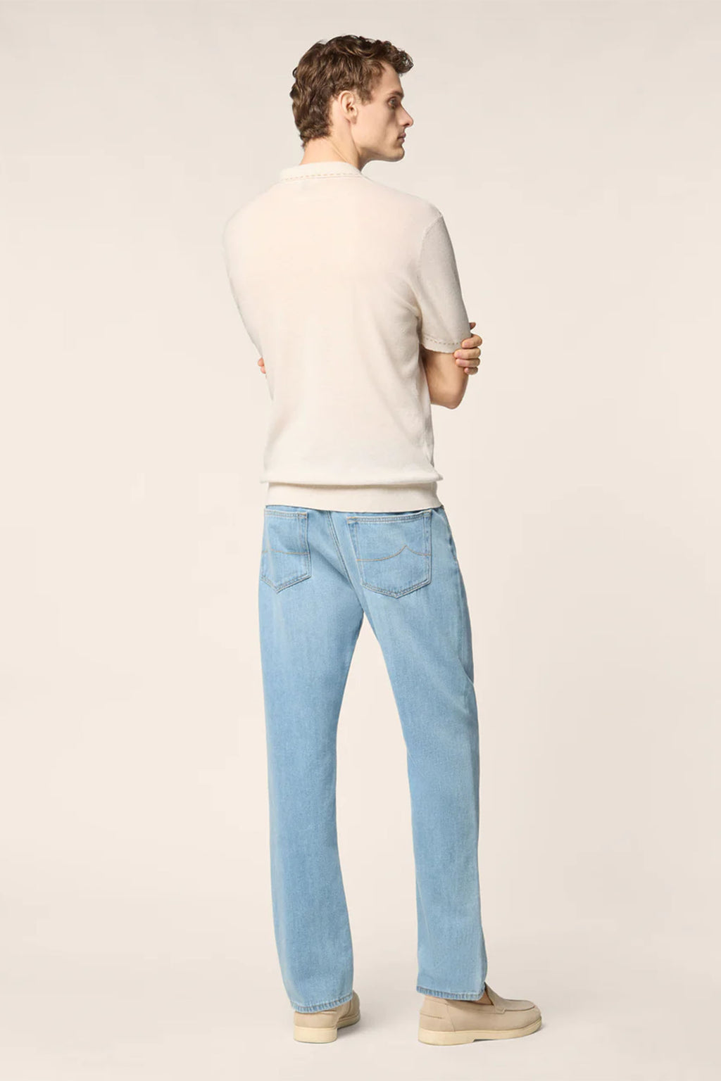 JACOB COHEN | Polo With Stitch Trim | Oatmeal