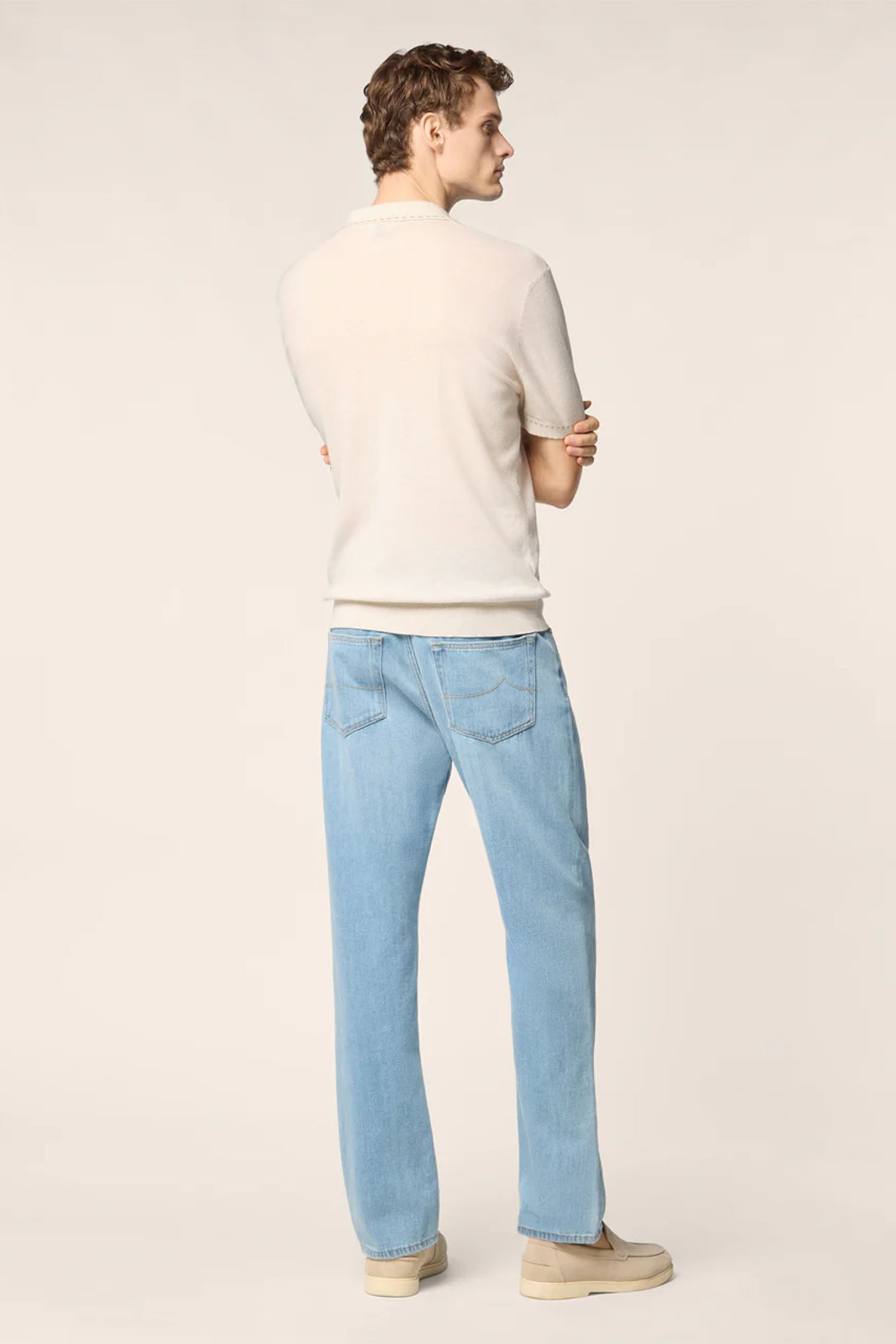 JACOB COHEN | Polo With Stitch Trim | Oatmeal