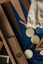 MANOPOULOS | Backgammon Set Blue Inlay 48X30cm | Brown