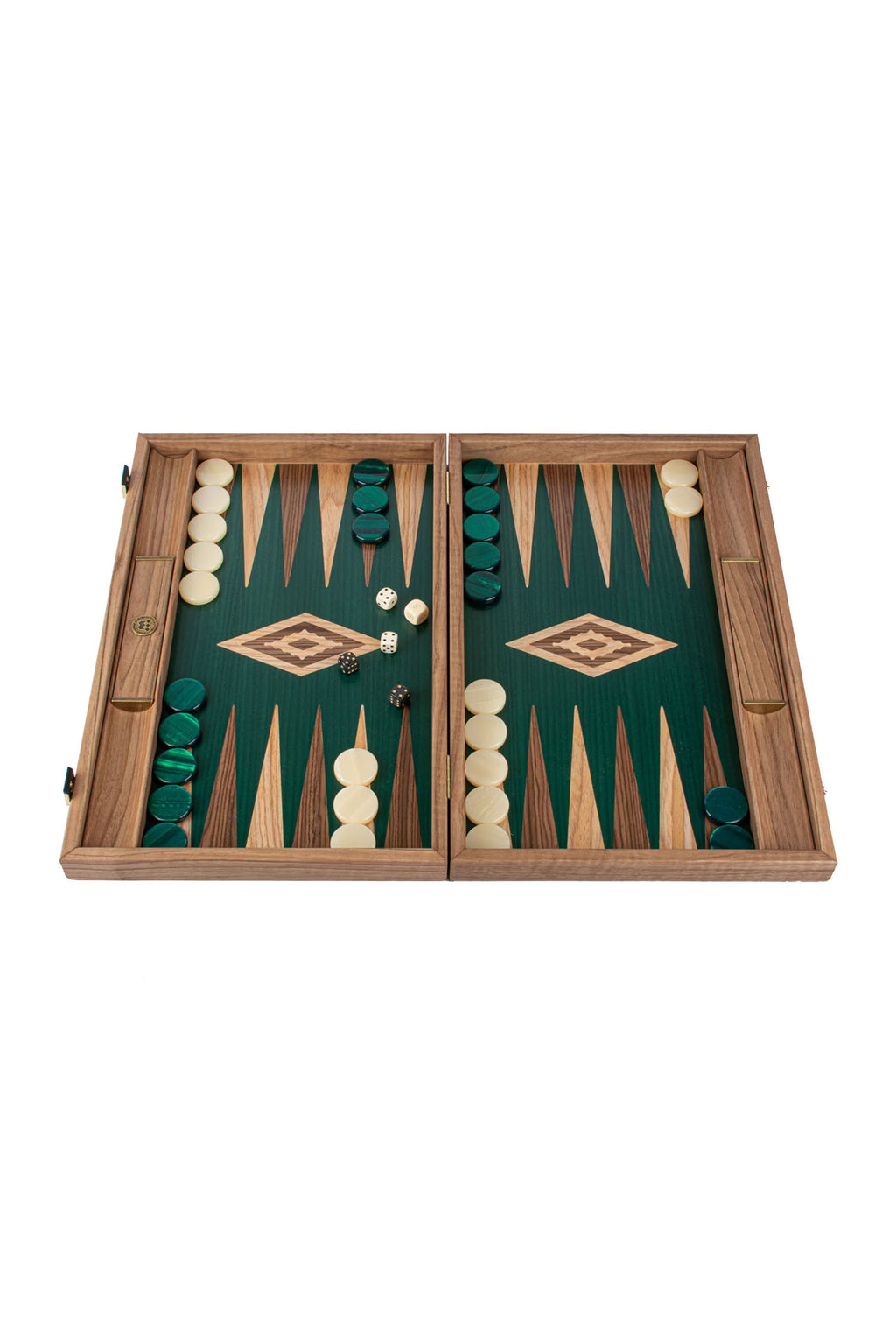 MANOPOULOS | Backgammon Set Green Inlay 48X30cm | Brown