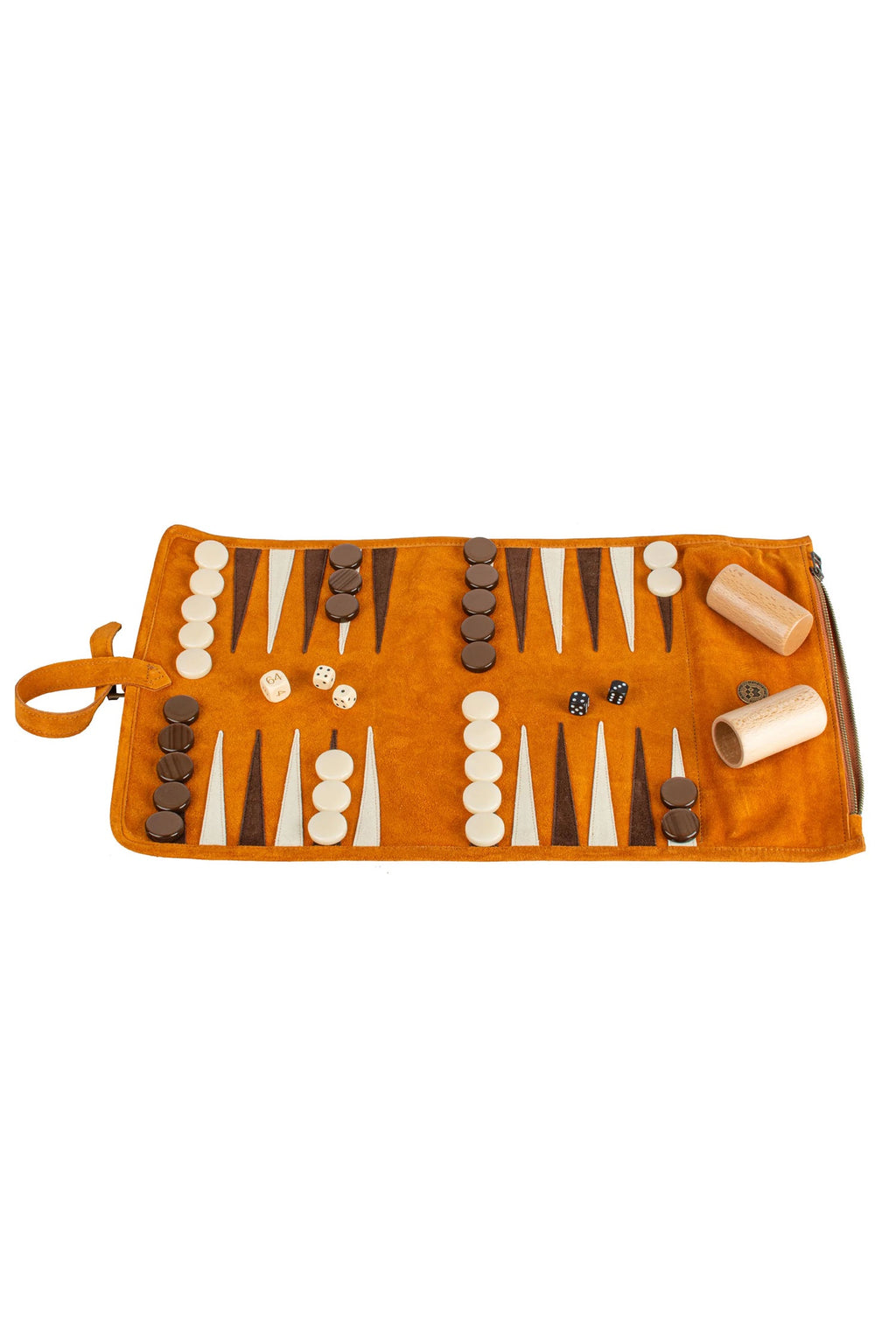 MANOPOULOS | Leather Travel Backgammon Set | Tan Brown