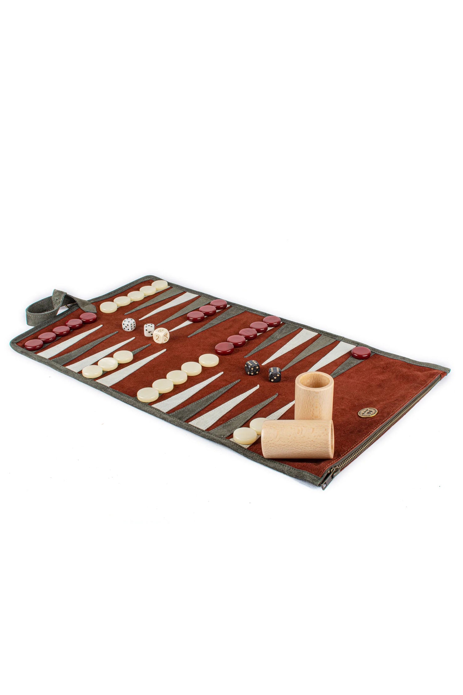 MANOPOULOS | Leather Travel Backgammon Set | Maroon