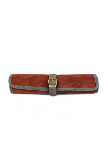 MANOPOULOS Maroon Leather Backgammon Set