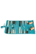 MANOPOULOS | Leather Travel Backgammon Set | Turquoise
