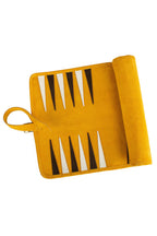 MANOPOULOS | Leather Travel Backgammon Set | Mustard