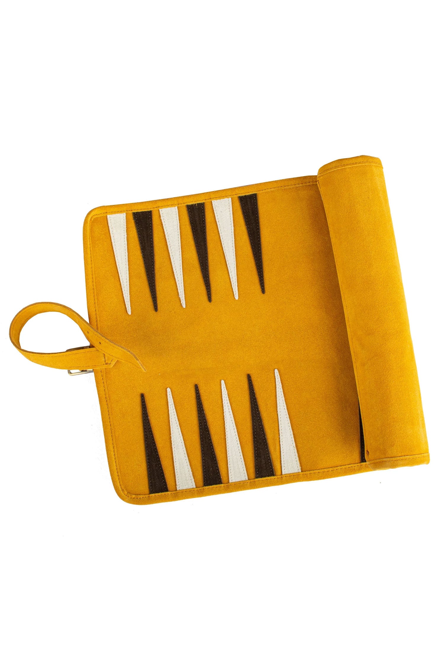 MANOPOULOS | Leather Travel Backgammon Set | Mustard