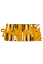 MANOPOULOS | Leather Travel Backgammon Set | Mustard