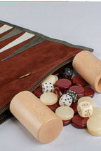 MANOPOULOS | Leather Travel Backgammon Set | Maroon