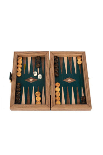 MANOPOULOS Brown Travel Size Backgammon Set