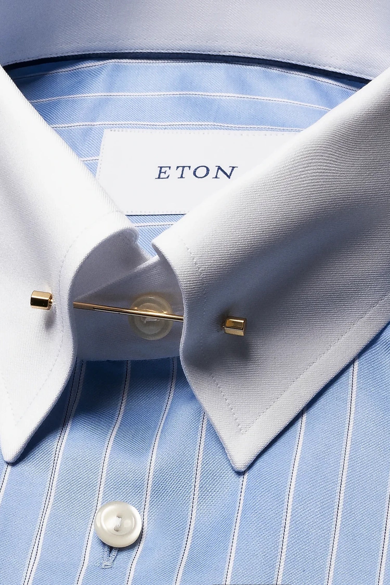 ETON | Pin Collar Stripe Shirt | Blue Stripe